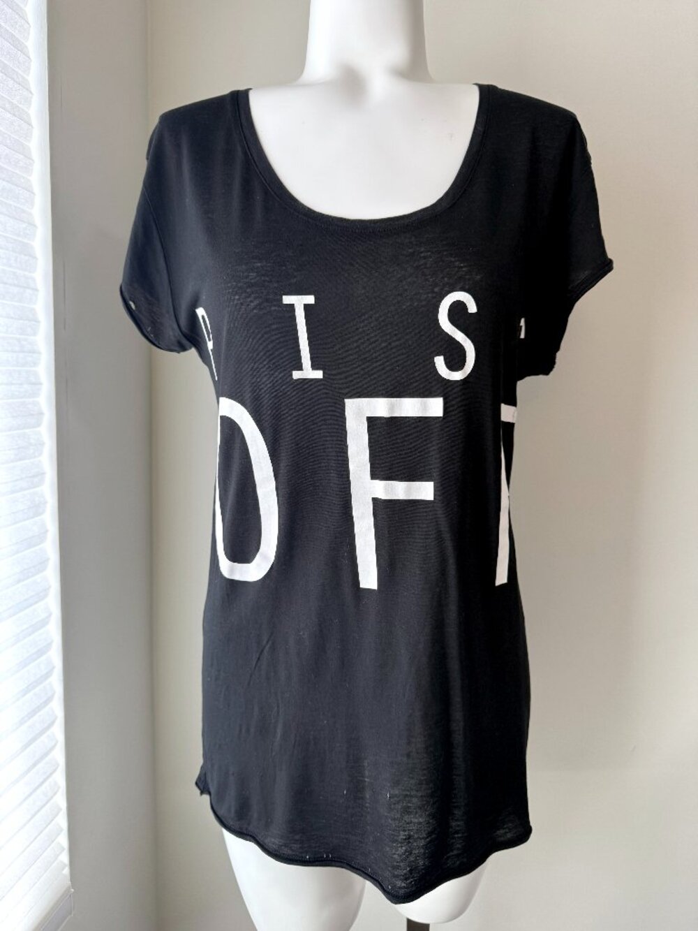 Authentic Thomas Wylde Black Lyocell T-Shirt with "PISS OFF" text